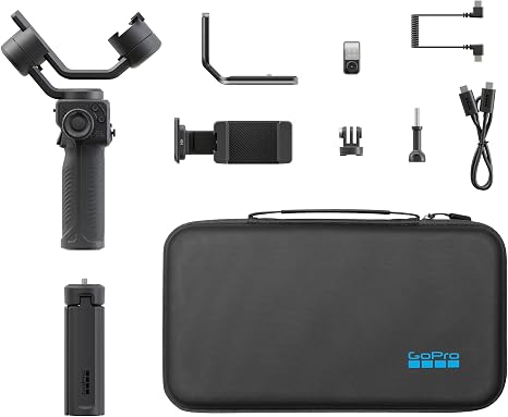 GoPro Fluid Pro AI 3-Axis Gimbal Stabilizer for GoPro Cameras and Smartphones, Subject Tracking, Lighting, Wireless Camera Control, Portable, Vlogging, 360° Rotation, Device Charging