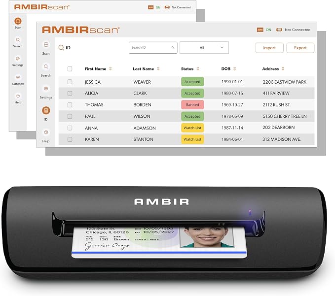 AMIR ID Card Scanner with Software -PS667 - Automatic Data Extraction for Age Verification, No Subscription One Time Purchase