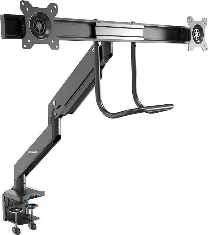StarTech Desk Mount Dual Monitor Arm up to 32in, 17.6lb (ARMSLIMDUAL2USB3)