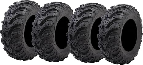 Tusk Mud Force ATV Tire Set – 25x8-12 Front & 25x10-12 Rear – Durable Off-Road Quad Tires Set of 4