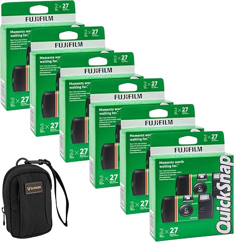 Fujifilm QuickSnap Flash 400 One Time Use 35mm Disposable Camera with Flash, 27 Exposures + Slinger Camera Bag (12 Pack)