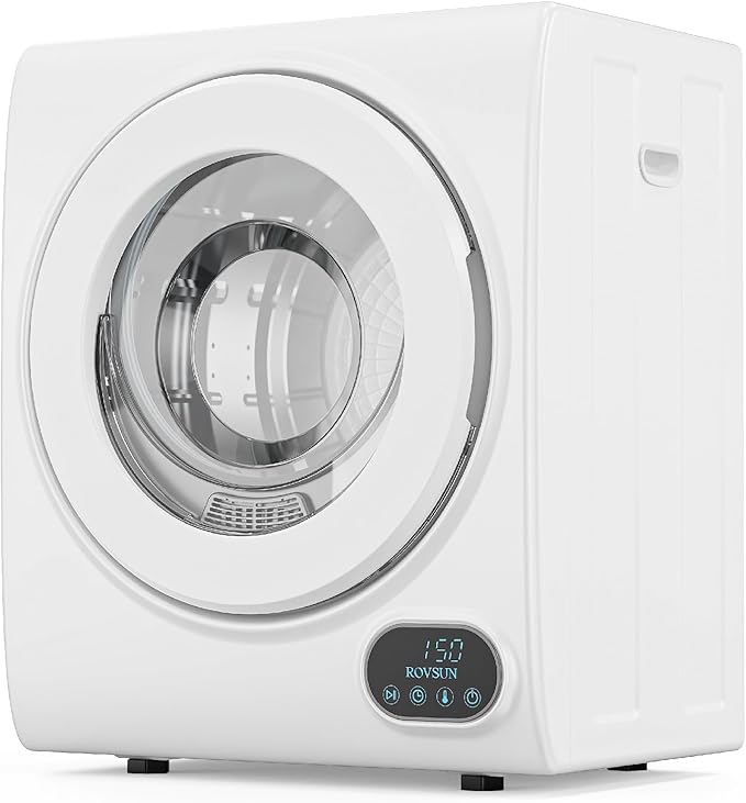 ROVSUN Portable Clothes Dryer, 110V 850W High End Front Load Laundry Tumble Dryer, 1.5 cu.ft Electric Dryer with Stainless Steel Tub & LCD Touch Panel for Apartment, Dorm