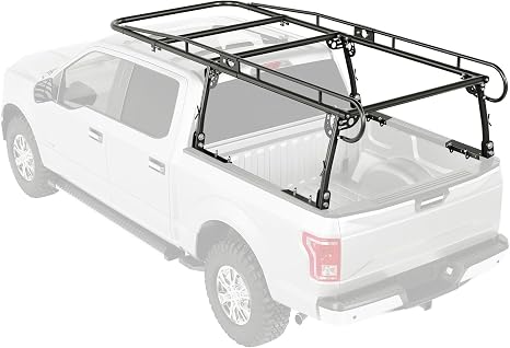 ECOTRIC 1000 LBS Adjustable 58"-69" Universal Truck Bed Rack Contractor Ladder Pickup Lumber Utility Kayak Full Size Rack 60"(W) x 138"(L) x 34"(H) (Notice:You Will Receive Two Packages for This Item)