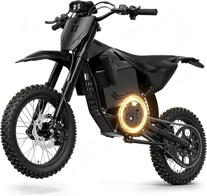 QRONGE X1 Spark Dirt Bike, 4500W & 60 Miles Range, 50MPH Full Suspension Off Road Motorcycle for Teens Adults