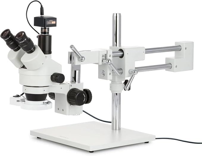 AmScope SM-4TZ-FRL-5M Digital Professional Trinocular Stereo Zoom | 3.5X-90X Magnification Range 5MP CMOS Sensor USB 2.0 Connectivity 0.5X Reduction Lens Included 76mm Stereo