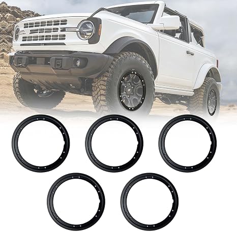 Black Aluminum Beadlock Wheel Rings for 2021-2026 Ford Bronco
