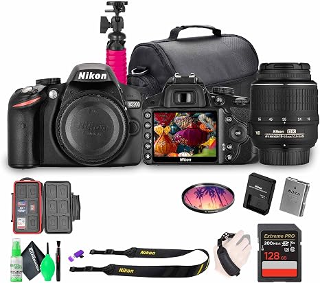 Nikon D3200 24.2MP DSLR Camera with 18-55mm Lens & Camera Bag Bundle | For Photography & Video | Full HD | Full HD 1080p Video Capture | Full HD 1080p + 128GB Memory Card + Case + More