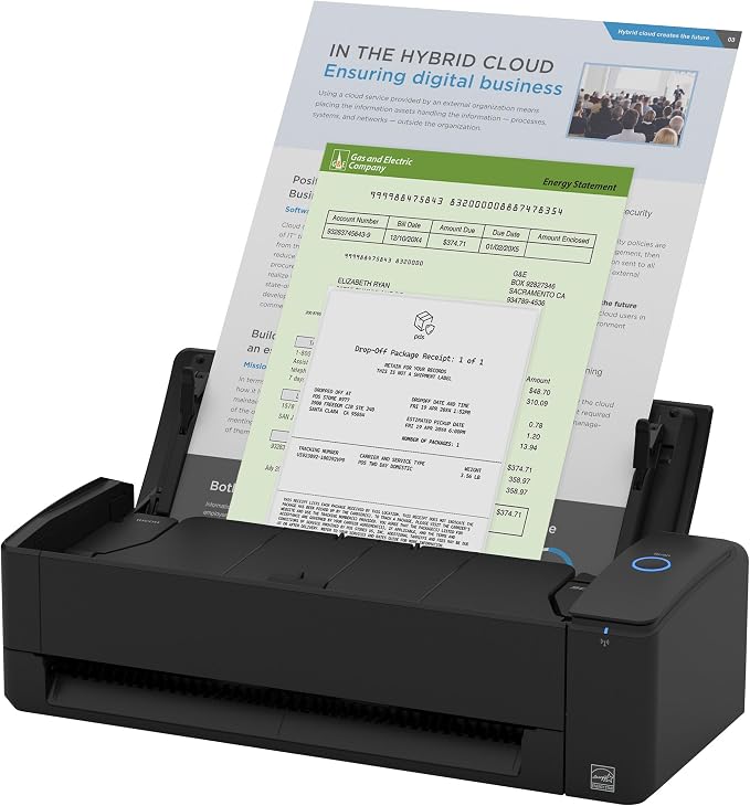 ScanSnap iX1300 Wireless or USB Double-Sided Color Document Scanner, Black