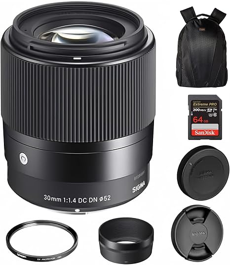 Sigma 30mm f/1.4 DC DN Contemporary Lens for Sony E, Rounded 9-Blade Bundle