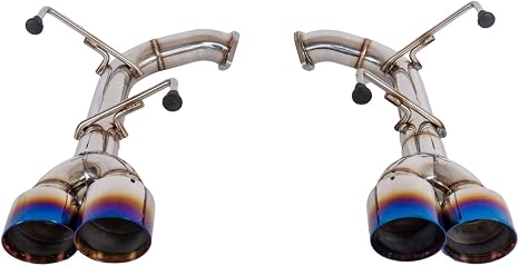 Replacement For 2015-2021 Subaru WRX STi STAINLESS STEEL POLISHED SILVER Muffler Axle Back 4" Double Wall Quad Burnt Tips Exhaust