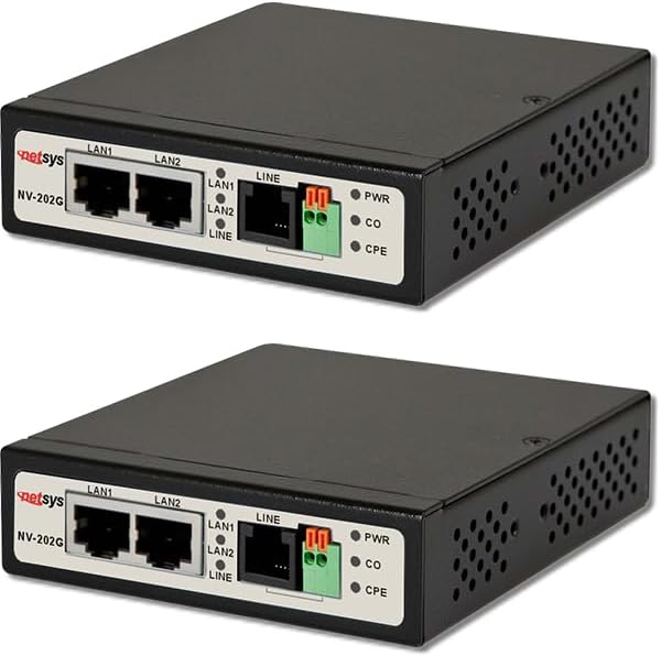 GigaPort VDSL2 Ethernet Extender Kit (2 Units Included) - Extend LAN up to 3km / 1.8 mi Over 2-Wire Copper | Ethernet Over Phone Line or Cat5/6 (NV-202GEKIT)