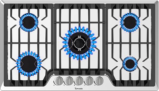 36 Inch Gas Cooktop, Propane Stove Top with 5 ITALY SABAF Burners