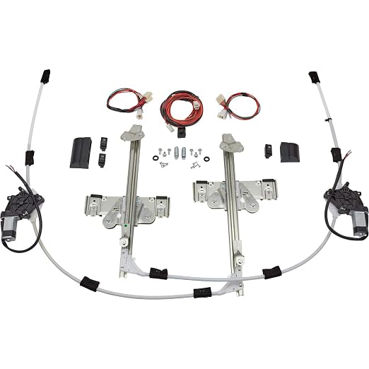 Universal 2-Door Power Window Conversion Kit for Flat Glass, 12V