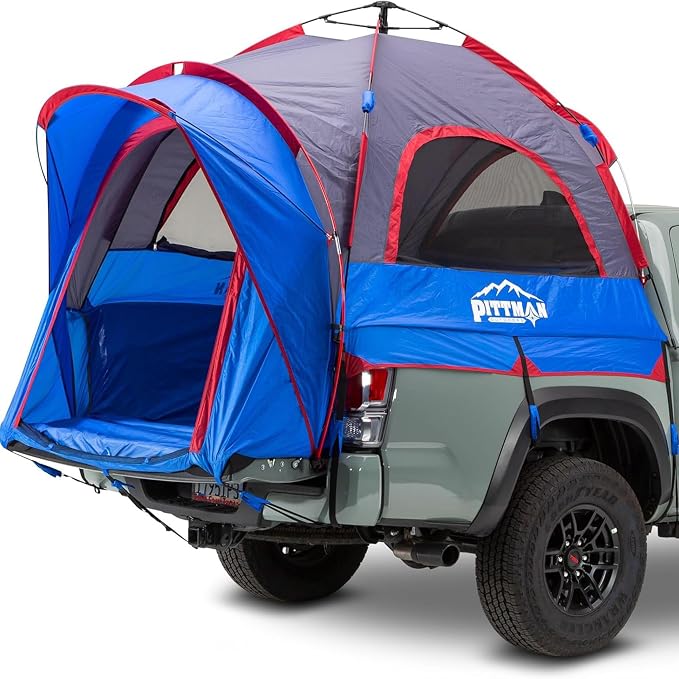 Pittman - Truck Bed Tent with EZ-UP Design - Pickup Truck Tent for Camping - Includes Rain Fly, Extra Wide Entry, Oversize Air Mesh & Porch Cover - Premium Pickup Bed Camper