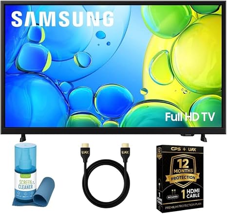 Samsung 40-Inch Smart LED TV Bundle - Full HD 1080p, HDR, Bluetooth, w/ 12 Month CPS Protection, AUX HDMI Cable, and Screen Cleaning with Microfiber Cloth.