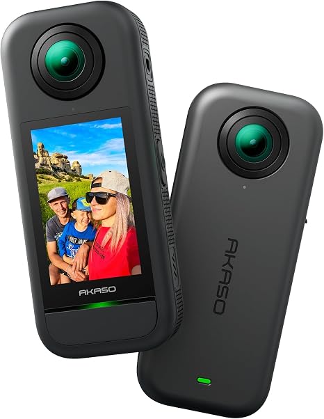 AKASO 360 Action Camera - 5.7K 360 Video with 1/2" 48MP Sensors, 72MP 360 Photo, 360-SuperSmooth, Invisible Selfie Stick Effect, 360° Horizon Lock, AI Tracking Standard Combo