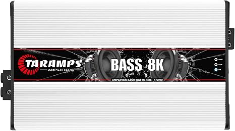 Taramps Bass 8k 1 Ohm Monoblock Amplifier 8000 Watts Rms 1 Channel Powerful Full Range Great for Sub/Bass RCA Input Subsonic Filter, Car Audio Class D