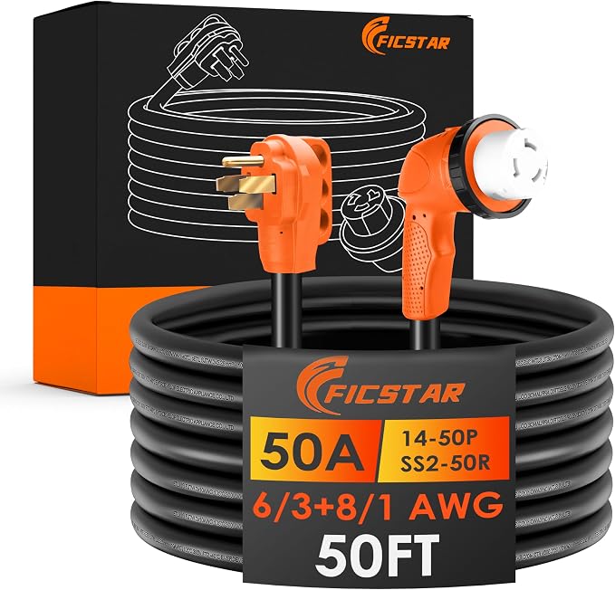 50 Amp Generator Cord 50 FT, 14-50P to SS2-50R 50 Amp RV Cord