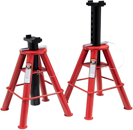Sunex 1310 10-Ton Medium Height Pin Type Jack Stands, Pair, Red