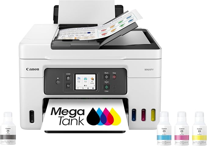 Canon Megatank GX4020 All-in-One Wireless Supertank Printer with Print, Copy, Scan and Fax | Auto Document Feeder | Mobile Printing | 2.7" LCD Touch Screen | Print, Copy, Scan, Fax, Auto Document Feeder