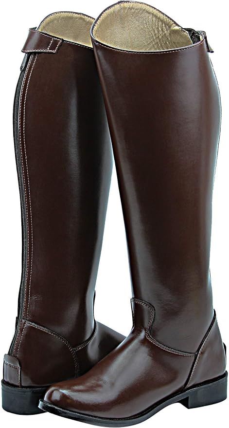 Mens Man Decent Dress Dressage Boots with Back Zipper Riding English Equestrian Brown