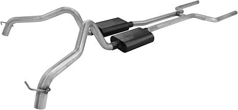 Flowmaster 817158 American Thunder Exhaust System Fits 1968-1974 Chevrolet Nova with V8 engine. 2.50 inch Stainless Steel Pipes - Aggressive to moderate sound