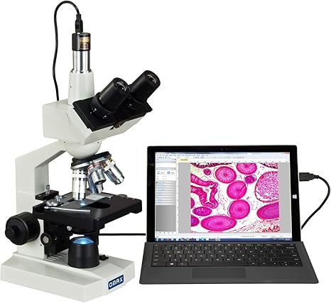 OMAX M83EZ-C13S 2500X LED Digital Trinocular Lab Compound Microscope | 40X-2500X Magnification Range 1.3MP CMOS Sensor USB 2.0 Connectivity Compound Biological Microscope Mechanical Stage
