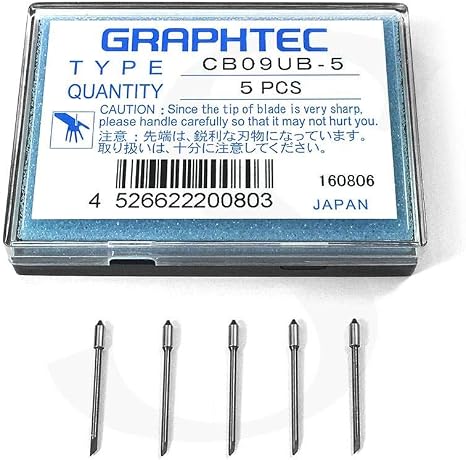 Authentic Graphtec CB09UB .9mm Supersteel 45 Degree Blade - 5 Pack