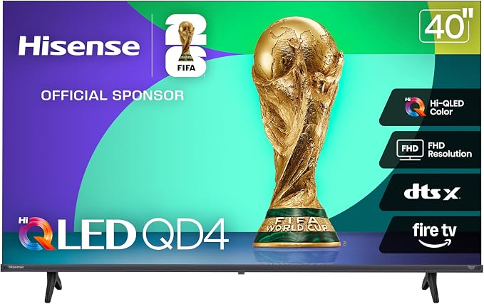Hisense 40-Inch Class QD4 Series Hi-QLED FHD Smart Fire TV (40QD4QF) - Quantum Dot Color, DTS Virtual: X, Alexa Built in, Slim Bezel Design