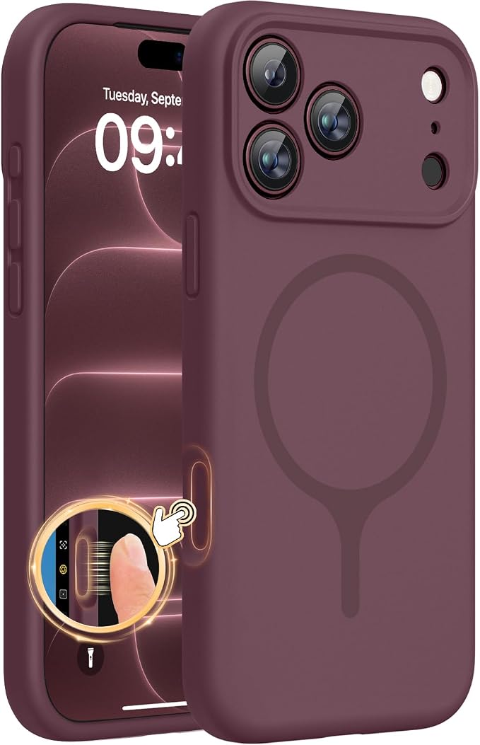 Miracase Silicone & Magnetic for iPhone 18 Pro Max Case, Burgundy