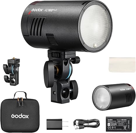 Godox AD100 Pro II AD100Pro II TTL Pocket Outdoor Flash Strobe | 100Ws 2.4G TTL 1/8000s HSS Monolight, 0.01-1.5s Recycle, 490 Full Power Flashes, LED Modeling Lamp, GODOX AD 100 Pro II Kit