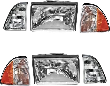 6 Piece Driver & Passenger Side Headlight Front Corner Light Inner