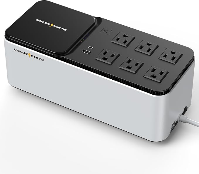 GOLDENMATE 600VA/360W Lithium UPS Battery Backup and Surge Protector