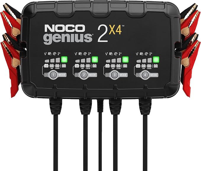 NOCO GENIUS2X4 6/12V 4-Bank Battery Charger, Trickle Charger & Maintainer