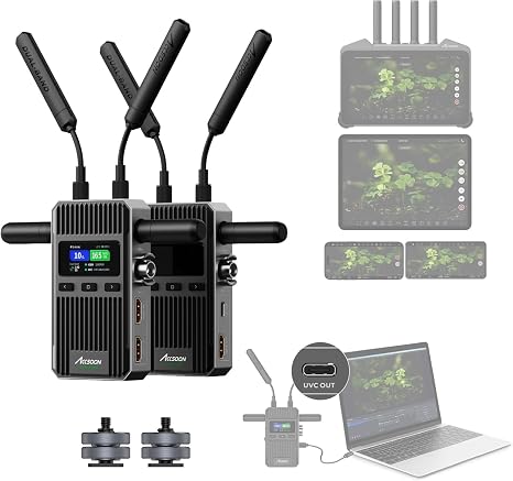 Accsoon CineView 2 SDI Wireless Video Transmission System with HDMI SDI, Dual-Band 1500ft Range 50ms Lat, UVC Livestream, 4 App Monitoring, Compatible with CineView M7 Pro/HE/SE/Quad for Videography