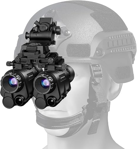 GOYOJO NVG Night Vision Goggles - Helmet Mounted 2K Night Vision Binoculars Adults with 4 Color Modes 4X Magnification, HD Recording & Playback for Hunting Surveillance (Helmet Not Included), Black