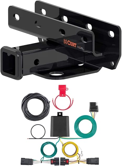 CURT Class 3 Trailer Hitch 2" Receiver with 4-Way Flat Output Custom Wiring Harness fits 2018-2026 Wrangler (Excluding Diesel Models) | Resists Rust, Chipping, & UV | Includes Hardware and Dust Cover