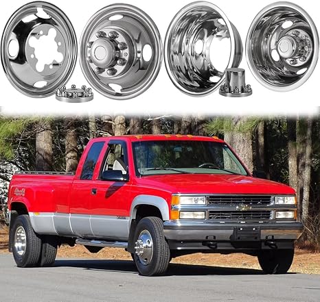 Set of 4 16" Dually Wheel Simulators for Chevy GMC 3500 2001-2007 w/Tool