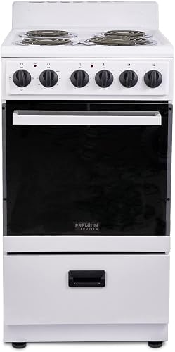 Premium Levella PRE2025GW 20 in Freestanding Electric Range with 4 Coil Burners and 2.2 Cu. Ft. Single Oven Capacity with Lower Storage Drawer in White