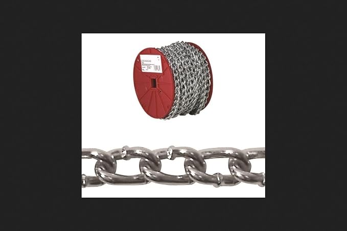 Campbell 0726627 Low Carbon Steel Twist Link Machine Chain on Reel, Zinc Plated, #2 Trade, 0.15" Diameter, 125' Length, 310 lbs Load Capacity