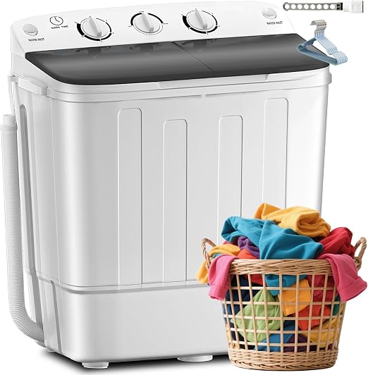 Erivess Portable Twin Tub Washing Machine, Buy 1(washer) Get 1(Dry Rack)