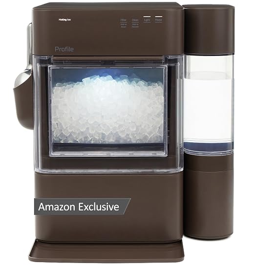 GE Profile Opal Ultra, Countertop Nugget Ice Maker, 1 Gal XL Side Tank, *Amazon Exclusive*, 38 lbs/Day, Pebble Pellet Crushed Ice Machine, WiFi Chocolate Quartz
