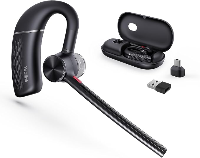 Yealink BH71 Pro Bluetooth Headset with USB-C/A Dongle, Teams Certified, Wireless Earpiece for Cell Phone,PC,Laptop,Noise Cancelling Microphone, Adjustable Ear Hook