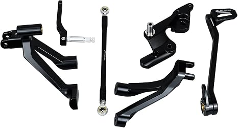 POWER JAMES Black Forward Footboard Foot Controls Kit, Towards 10.0",Compatible with Harley Davidson 2018-2025 Softail Street Bob, Low Rider ST, Low Rider S, Softail Standard with Mid-controls