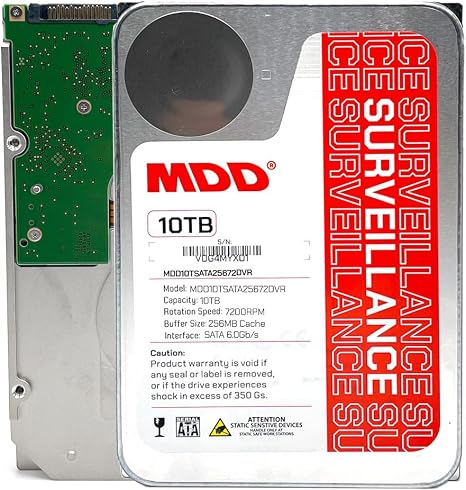 MDD (MDD10TSATA25672DVR) 10TB 7200RPM 256MB Cache SATA 6.0Gb/s 3.5-inch Internal Surveillance Hard Drive - 3 Years Warranty (Renewed)