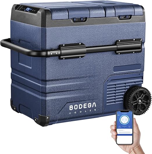 BODEGA 12 Volt Car Refrigerator, 59 QT Dual Zone Portable Fridge Freezer