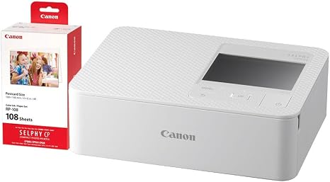 Canon Selphy CP1500 Wireless Compact Photo Printer (White) + RP-108 High-Capacity Color Ink/Paper Set, 4"x6" Prints, 108 Sheets
