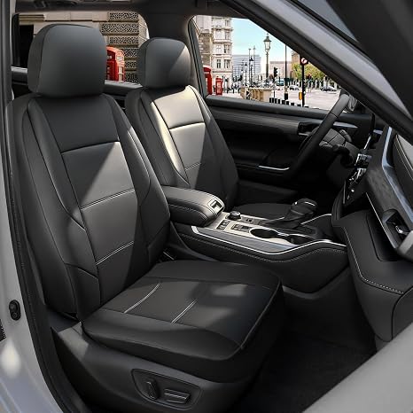 GIANT PANDA 2PCS Front Seat Covers for Subaru Outback Forester Crosstrek Legacy Impreza, Faux Leather Bucket Seat Cover Fit Subaru Seat Protectors-Black