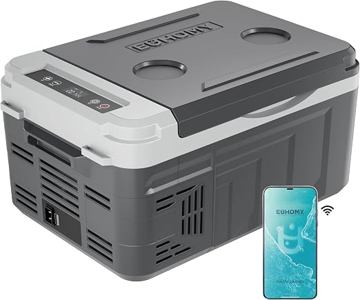 EUHOMY 12 Volt Refrigerator, 11 Quart (10L) Compressor Electric Cooler APP Control, Car Fridge 12/24V DC & 100-240V AC, Car refrigerator -4℉~68℉, Portable Freezer for RV, Camping, Travel