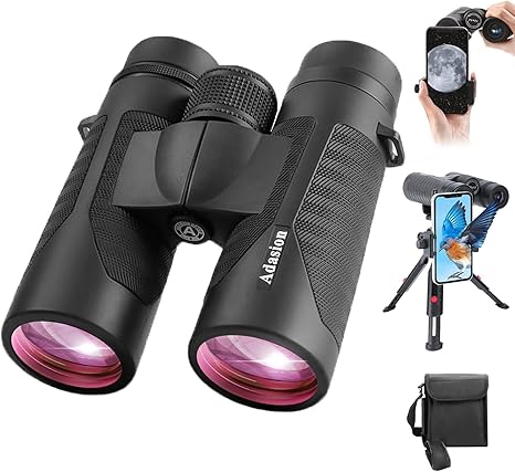 12x42 Binoculars for Adults High Powered with Phone Adapter & Tripod | Super Bright BAK4 Prism, Waterproof, for Bird Watching Cruise Travel Safari Hunting Hiking Sports